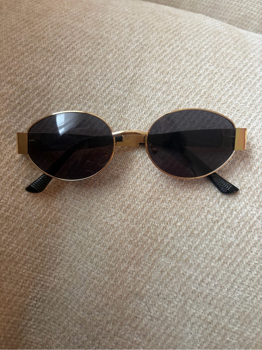 Celine Women's Oval Metal Sunglasses in Gold with Black Lenses